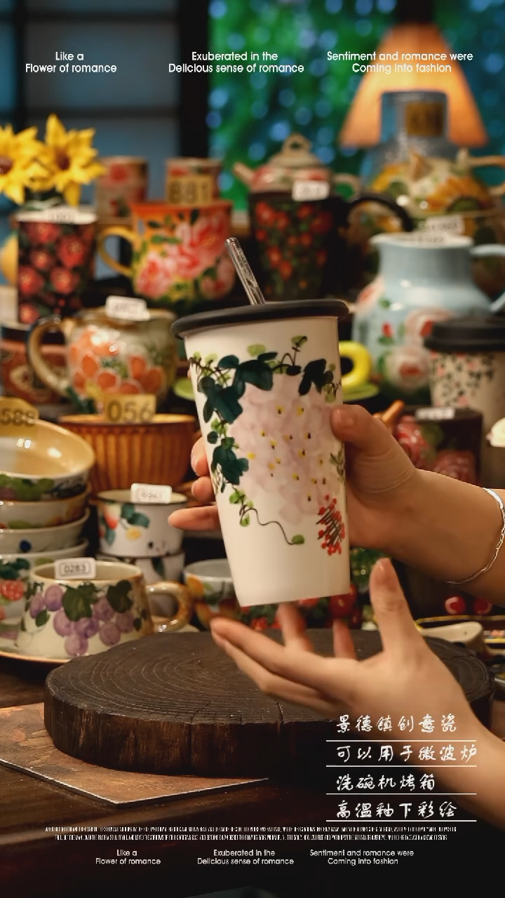 陶瓷景德镇高温釉下彩手工手绘款式