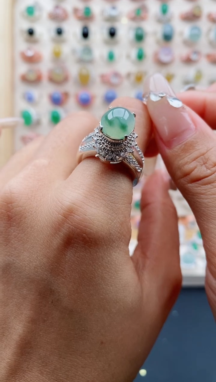 【闪购商品】翡翠戒指未镶嵌缅甸天然A货翡翠222   3+9