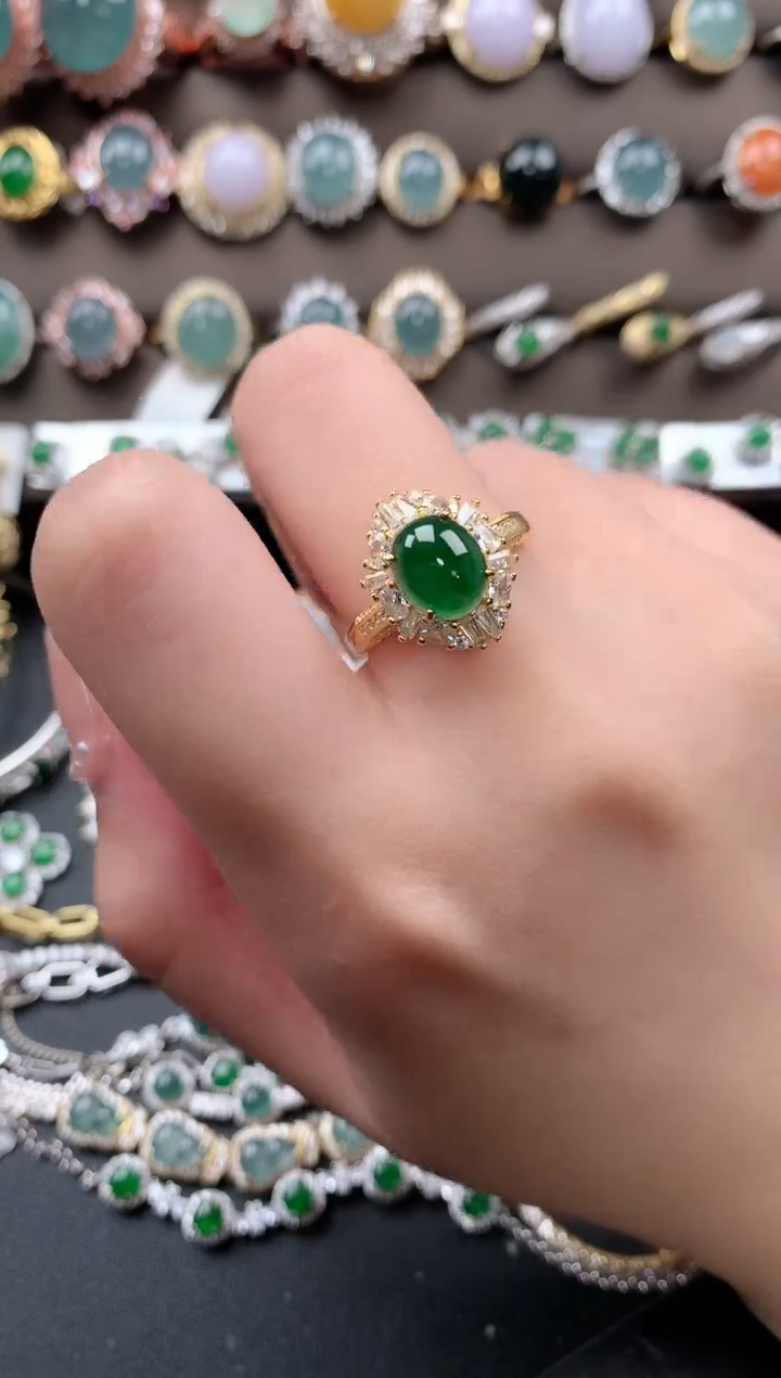 【闪购商品】翡翠戒指银S925镶嵌51241