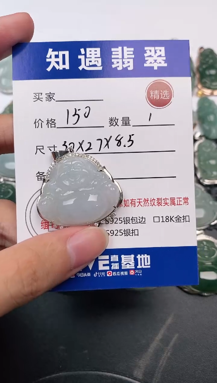 颈饰银S925镶嵌翡翠挂件