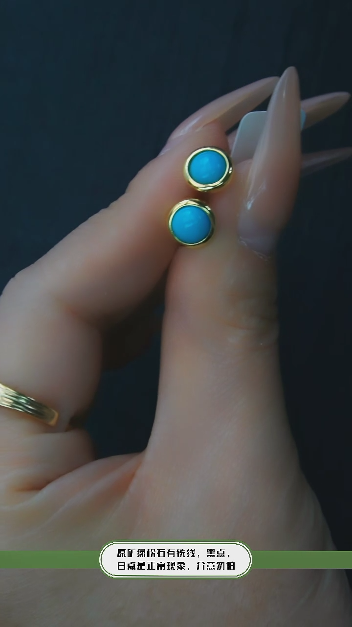 【闪购商品】绿松石耳钉银S925镶嵌发货一件