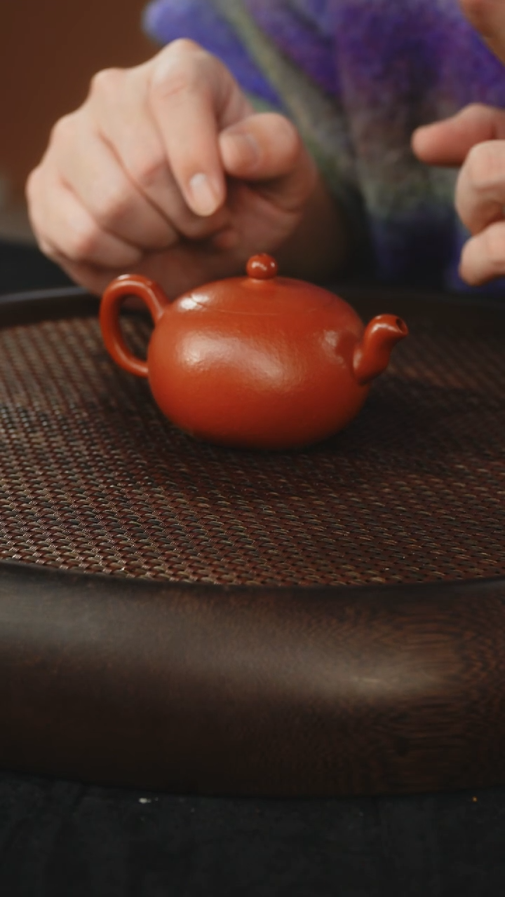 茶壶紫砂一粒珠  朱泥
