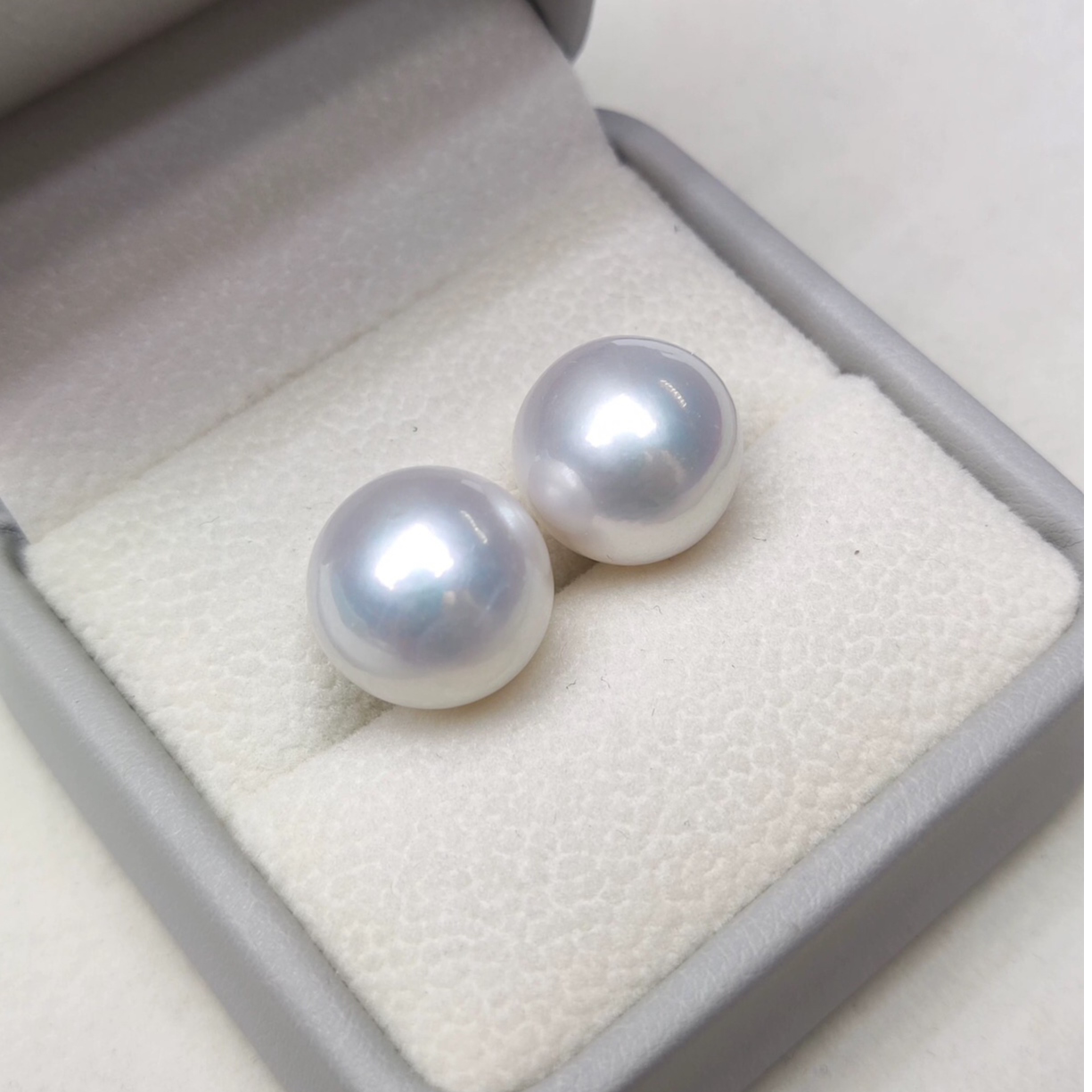 【大团圆】淡水爆大点位12-13mm珍珠耳钉 S925银针