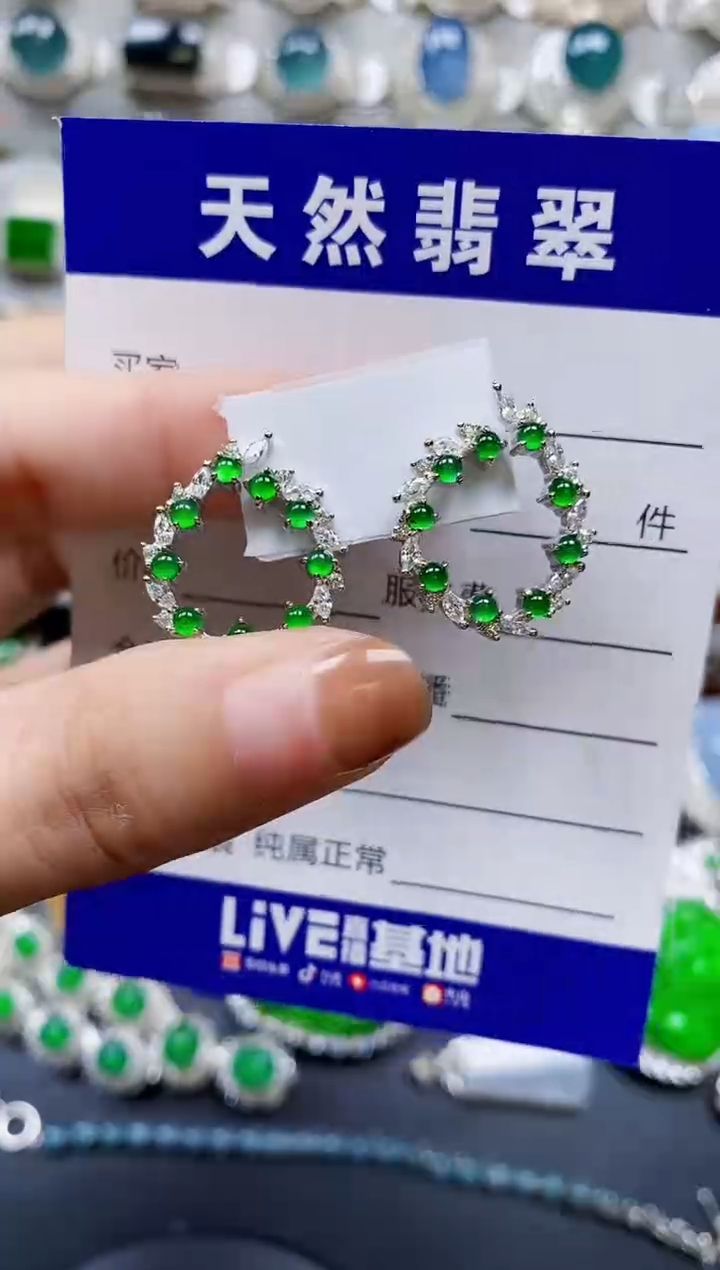 【闪购商品】翡翠耳饰银S925镶嵌0285