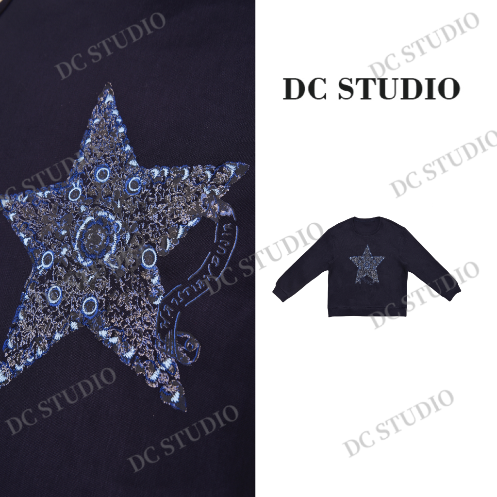 Syan【星河】2025早春新款时尚休闲百搭刺绣气质轻奢圆领卫衣