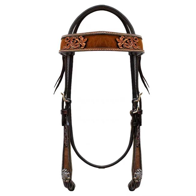 牛皮雕花西式水勒西部马鞍马术表演秀笼头马具配件