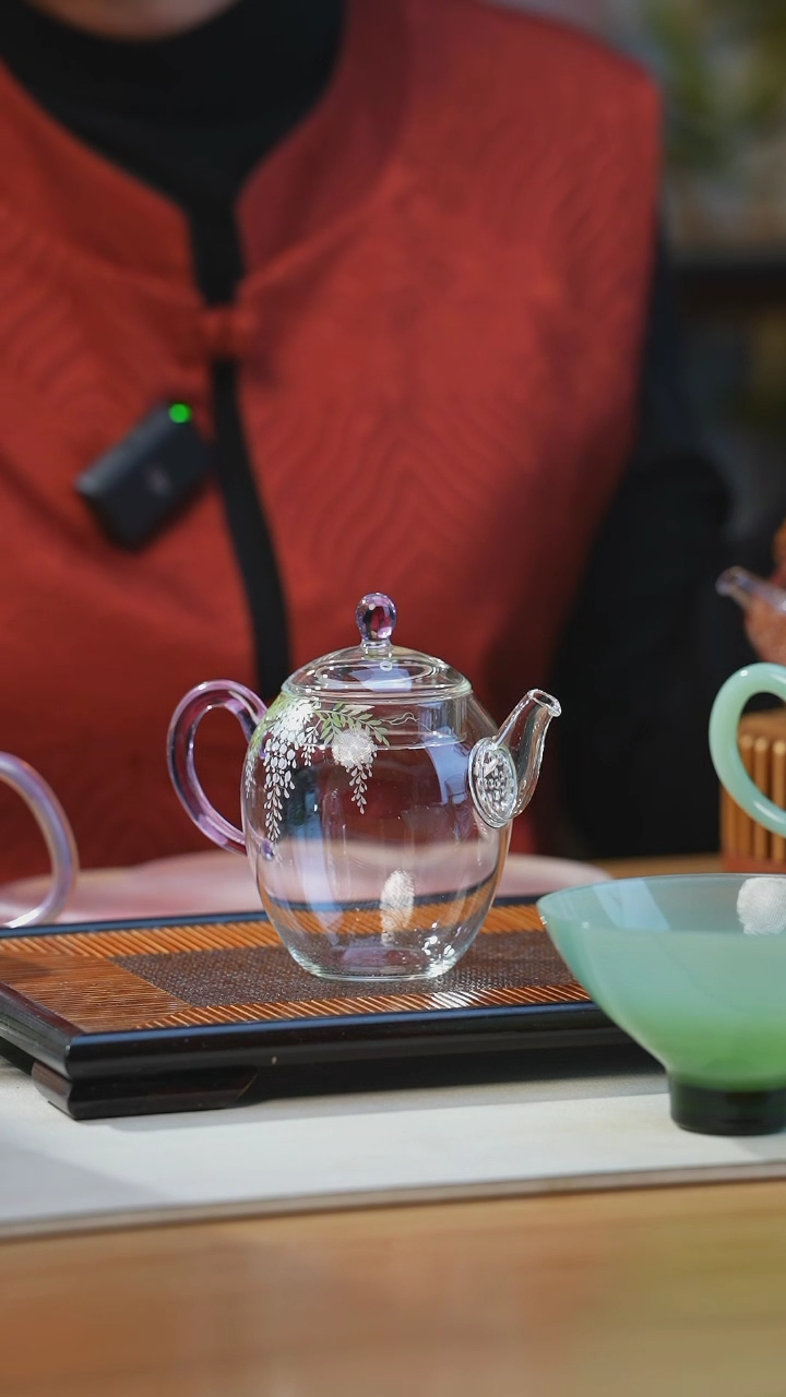 【闪购商品】玉见紫藤花手绘紫泡茶壶