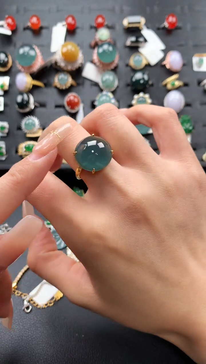 【闪购商品】翡翠戒指银S925镶嵌34523