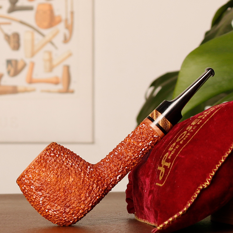 意大利dp Posella波塞拉 浅色雕刻长腿直斗RN 手工石楠木烟斗 