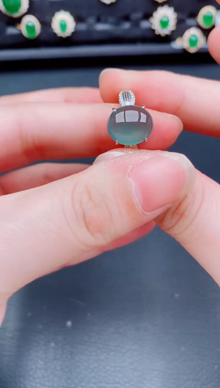 【闪购商品】翡翠戒指银S925镶嵌天然a货翡翠266