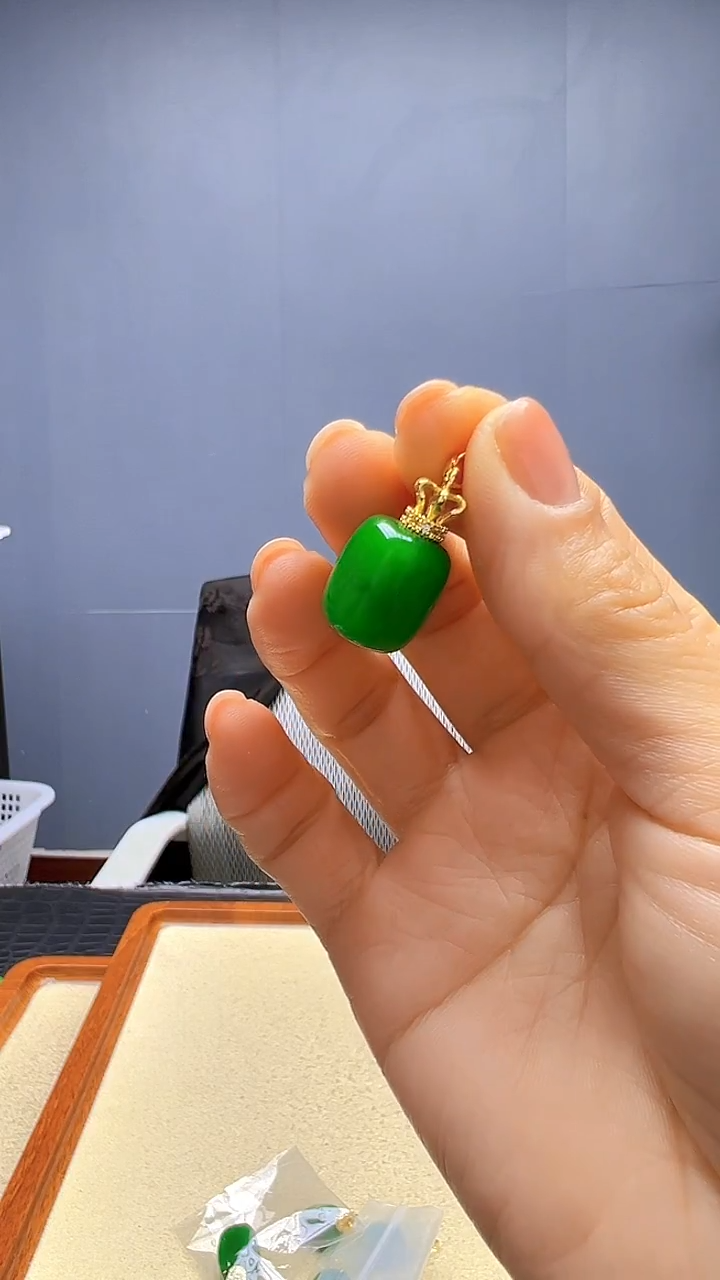 颈饰14K金镶嵌翡翠高货diy劲饰