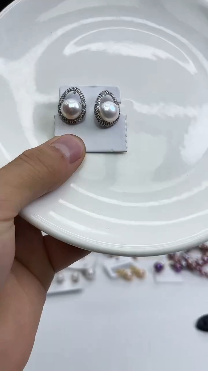 未镶嵌耳饰淡水珍珠白色系耳饰