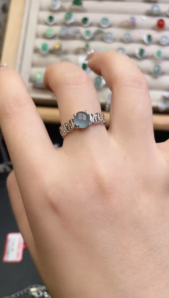 银S925镶嵌戒指翡翠0