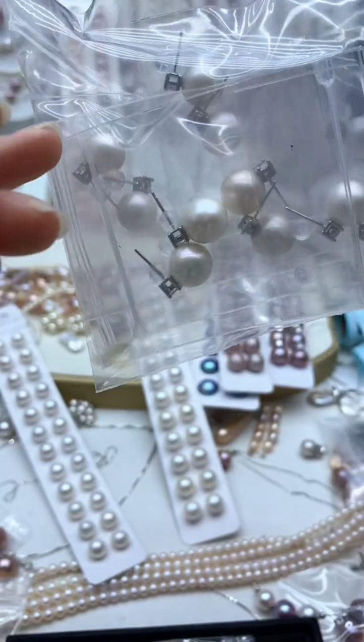 银S925镶嵌淡水珍珠耳饰多样性发其一