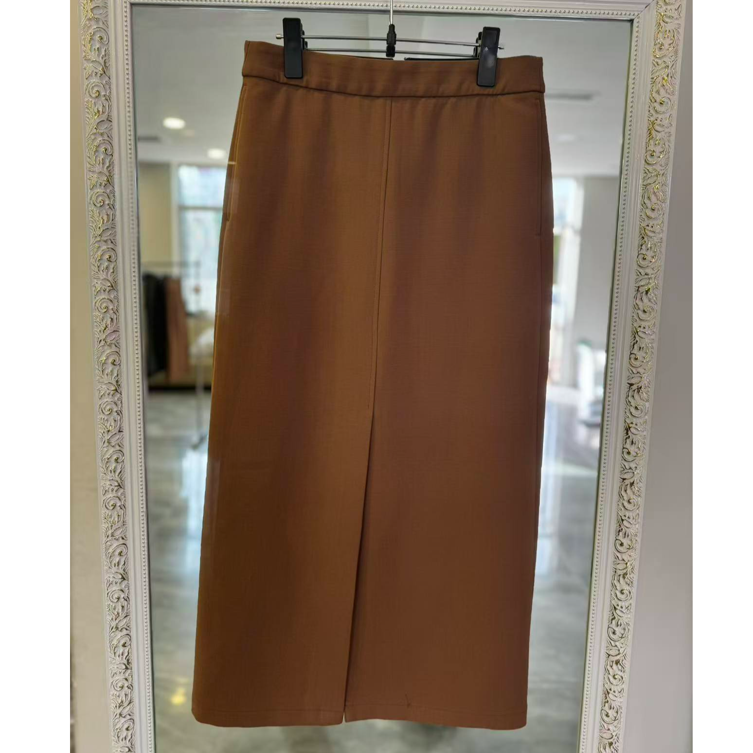 韩国前开叉两色高定半身裙设计师款