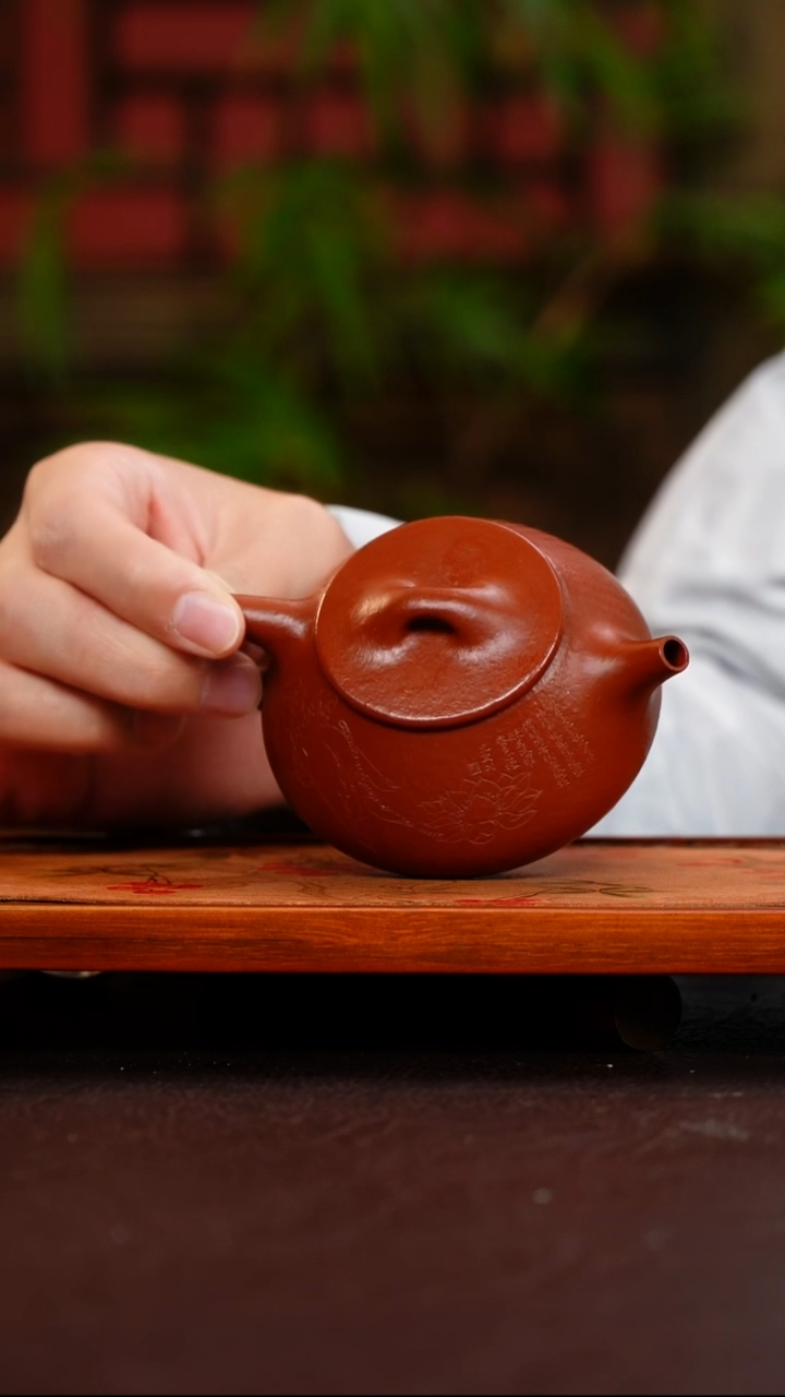 茶壶紫砂大红袍小景舟刻绘凡尘一壶一杯