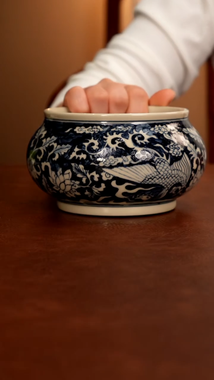 摆件陶景德镇瓷器，青花瓷手绘茶具~