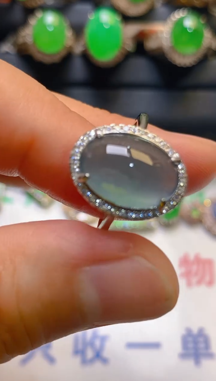 【闪购商品】翡翠耳饰银S925镶嵌天然A货翡翠1