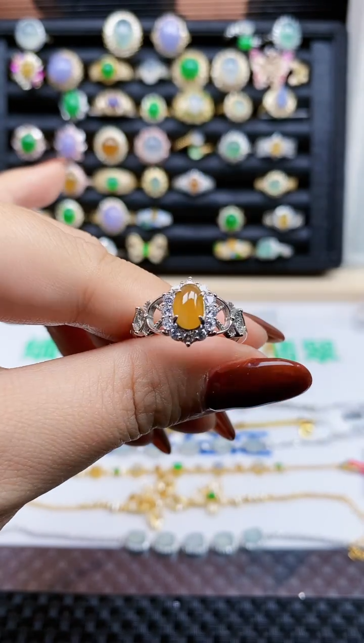 银S925镶嵌戒指翡翠467