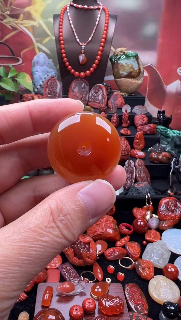 未镶嵌平安扣南红玛瑙平安扣34*17mm