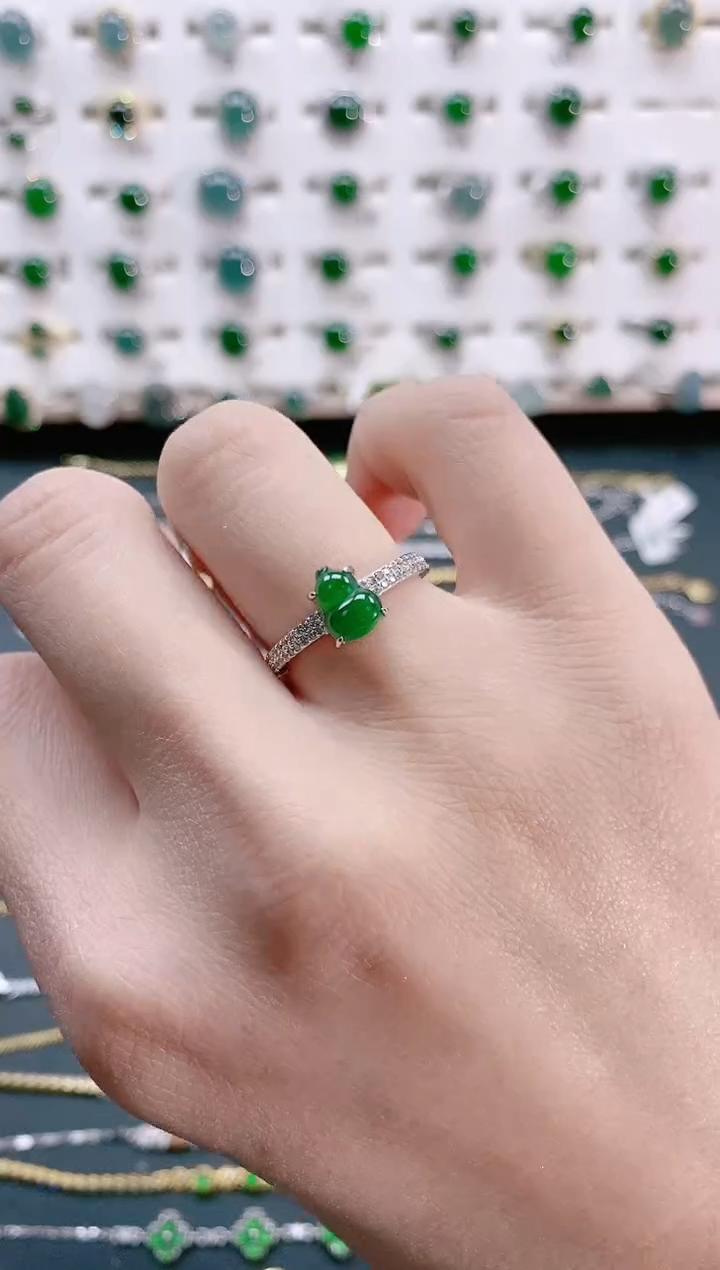 【闪购商品】翡翠戒指银S925镶嵌天然翡翠