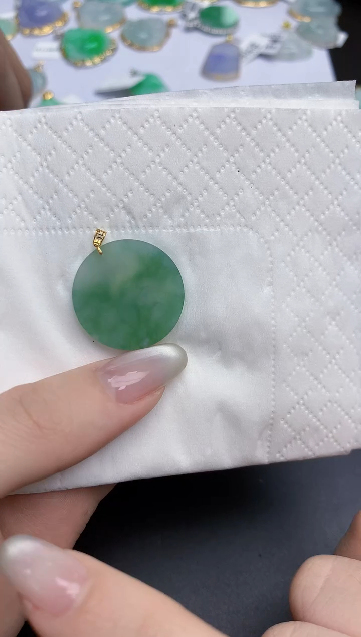 【闪购商品】翡翠颈饰18K金镶嵌天然缅甸翡翠A货