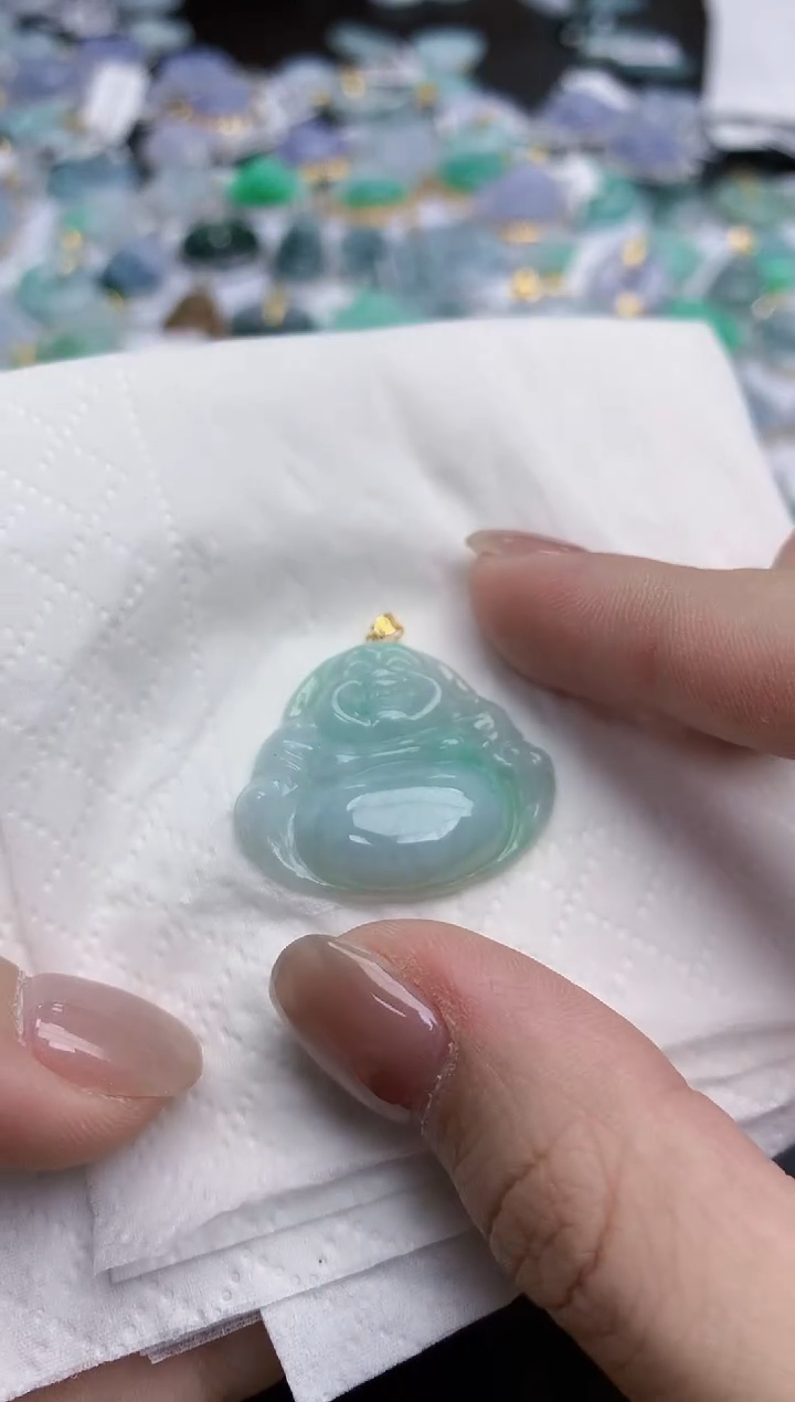 【闪购商品】翡翠颈饰18K金镶嵌天然缅甸翡翠A货