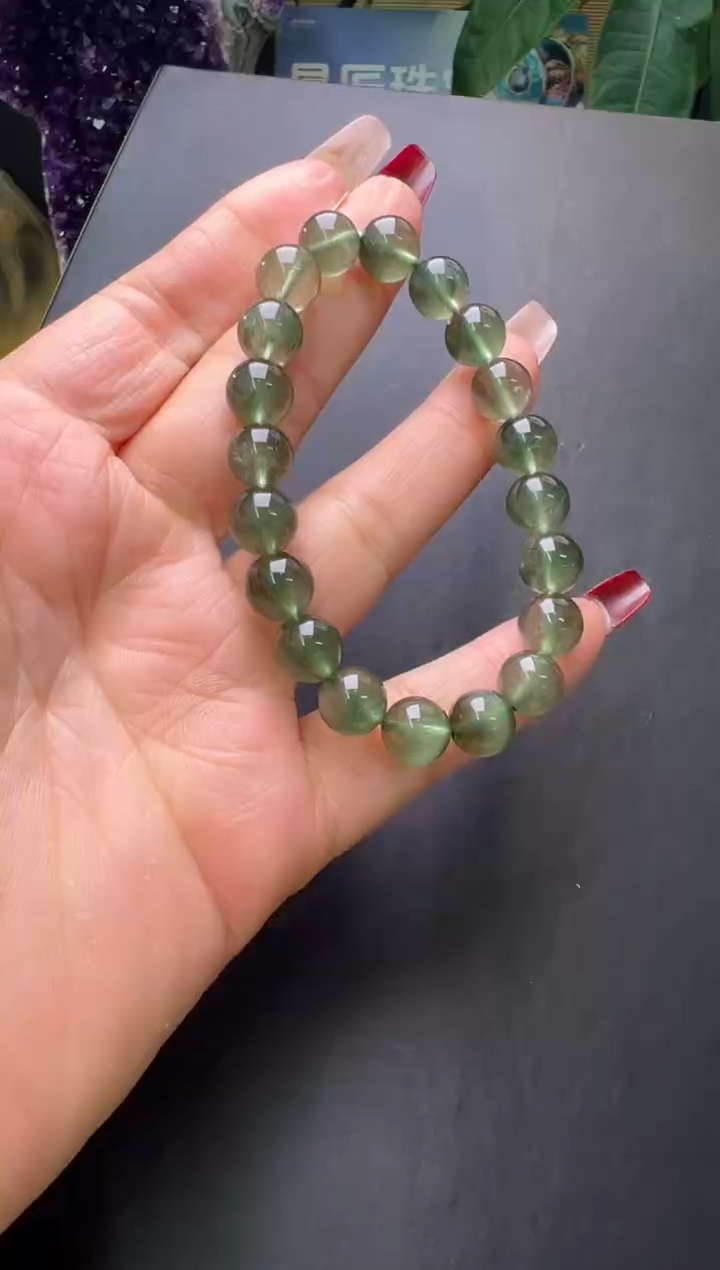 【闪购商品】水晶手串未镶嵌绿发晶手串9m+ JP38241