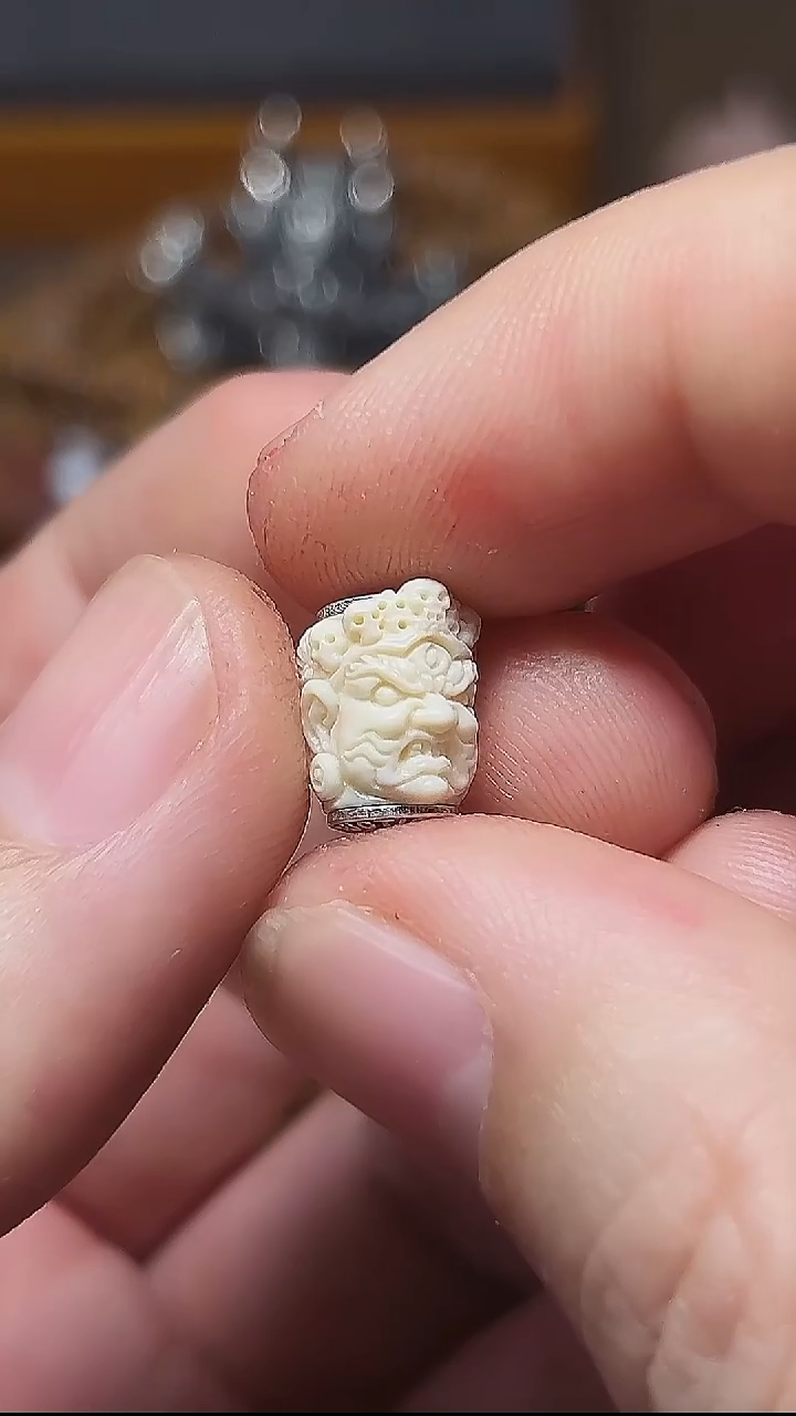 其他猛犸象牙大黑天顶珠9mm