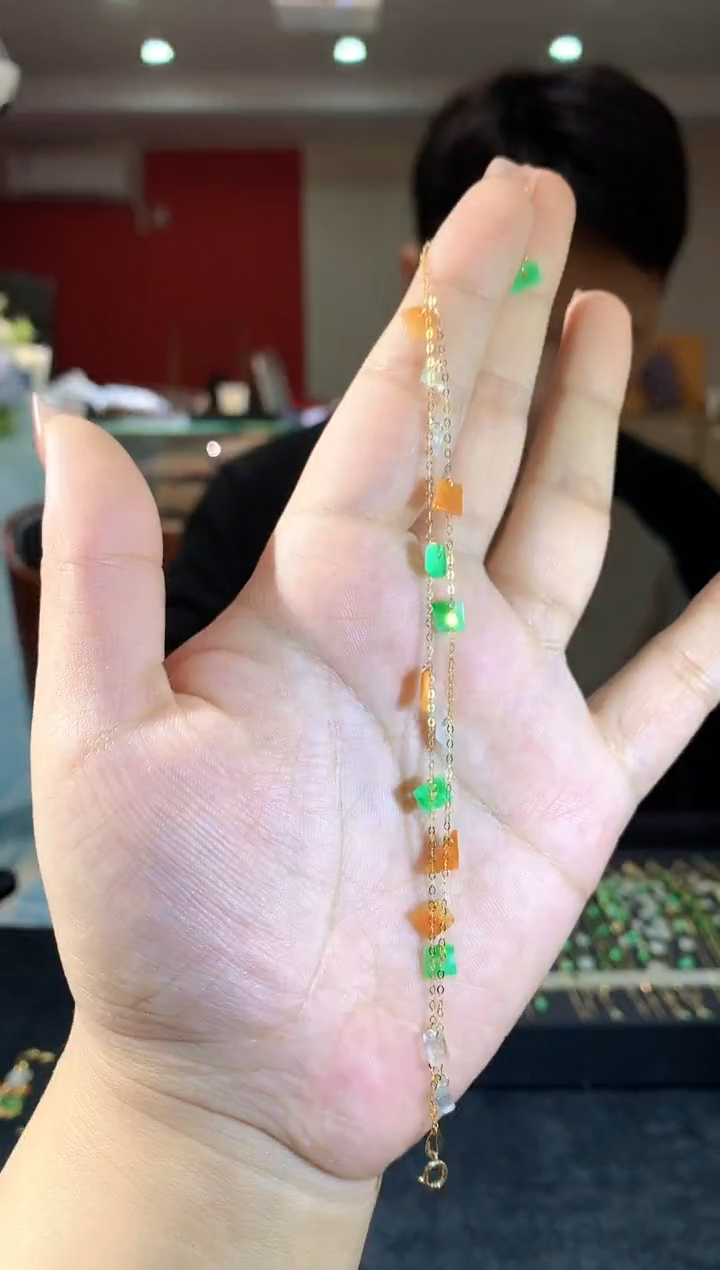 【闪购商品】18K金镶嵌翡翠手链416zjh时尚