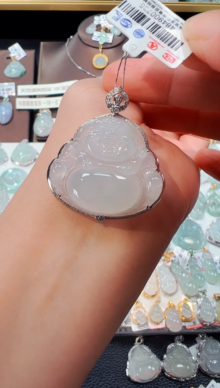 【闪购商品】翡翠吊坠(不含链)18K金镶嵌佛公吊坠736