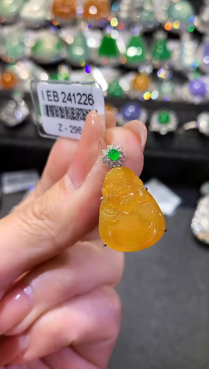 【闪购商品】翡翠吊坠(不含链)18K金镶嵌108-米爷