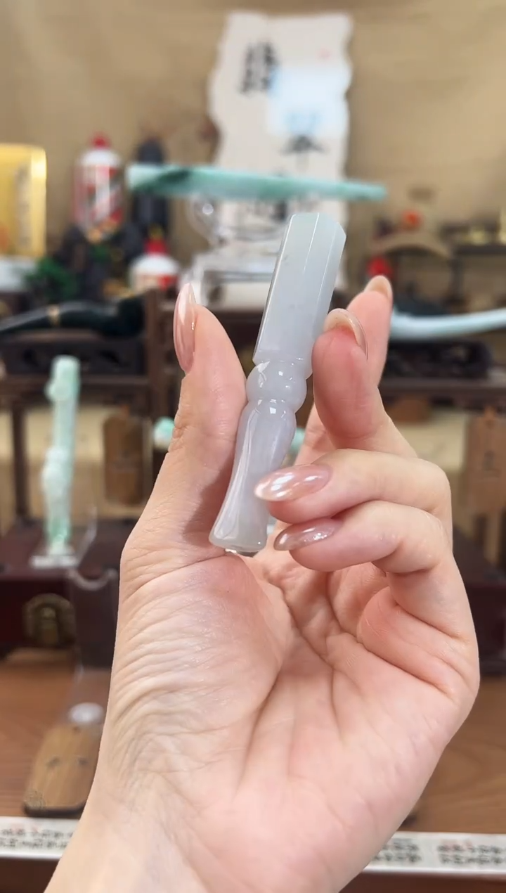 天然缅甸A货翡翠过滤烟嘴