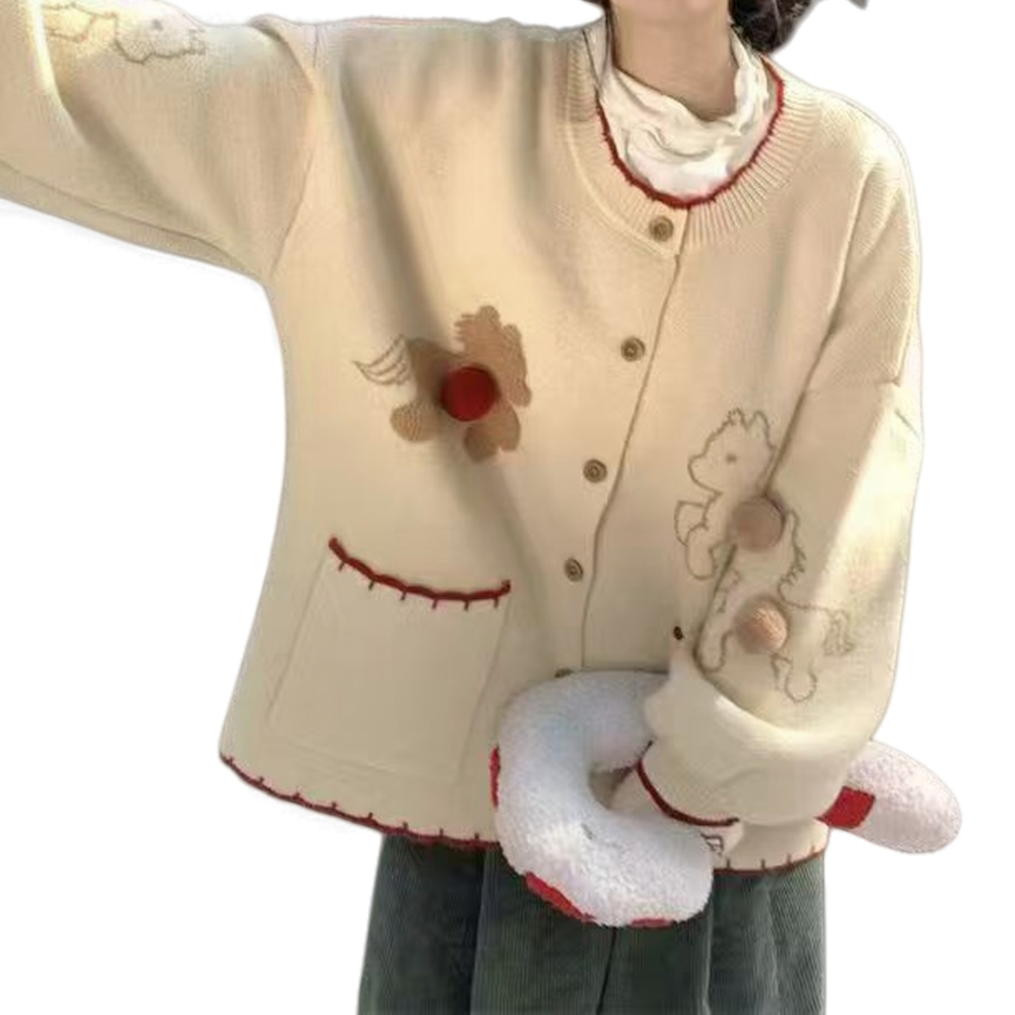 大宝家两只小马球球开衫短外套