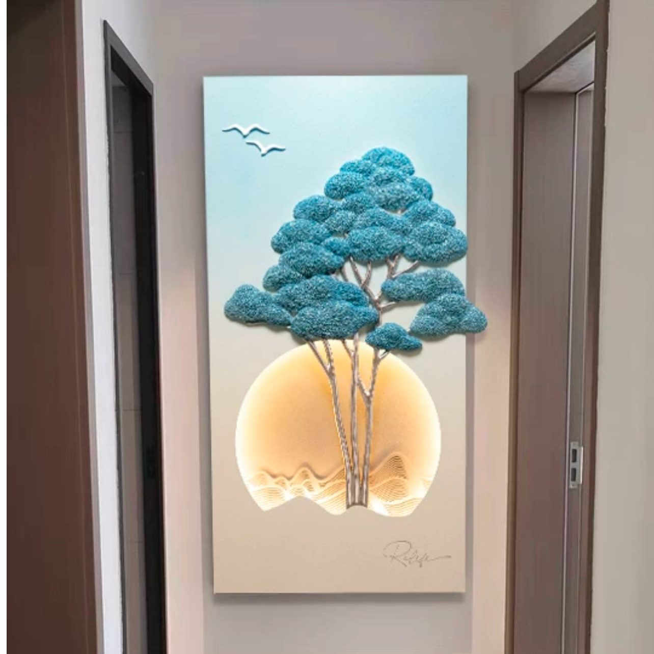 RELIFE/福雕家饰现代轻奢入户玄关装饰画高档挂画走廊过道灯光画