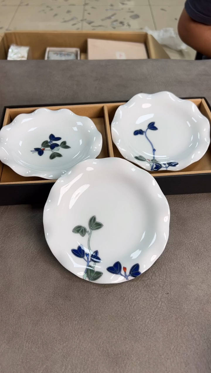 瓷片深川  三盘 原盒 瓷器都是大漂亮