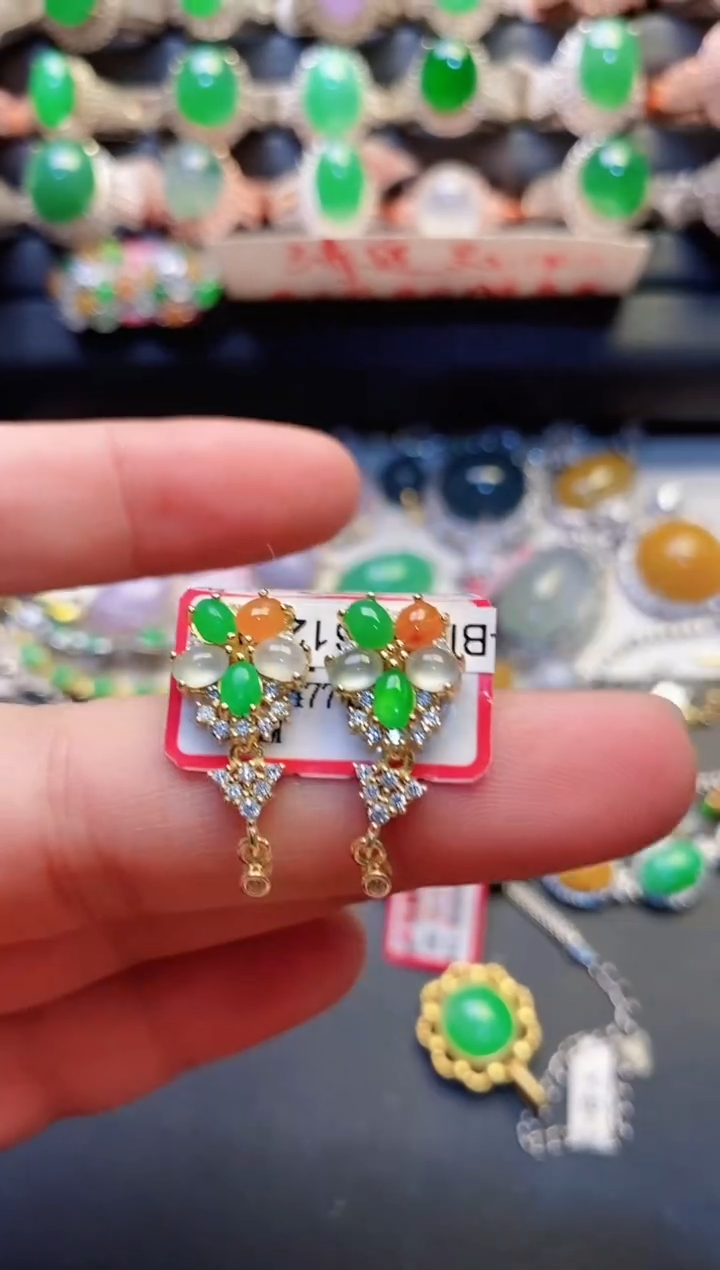 银S925镶嵌戒指翡翠天然