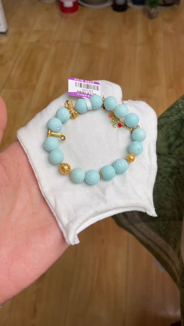 银S925镶嵌绿松石手串20