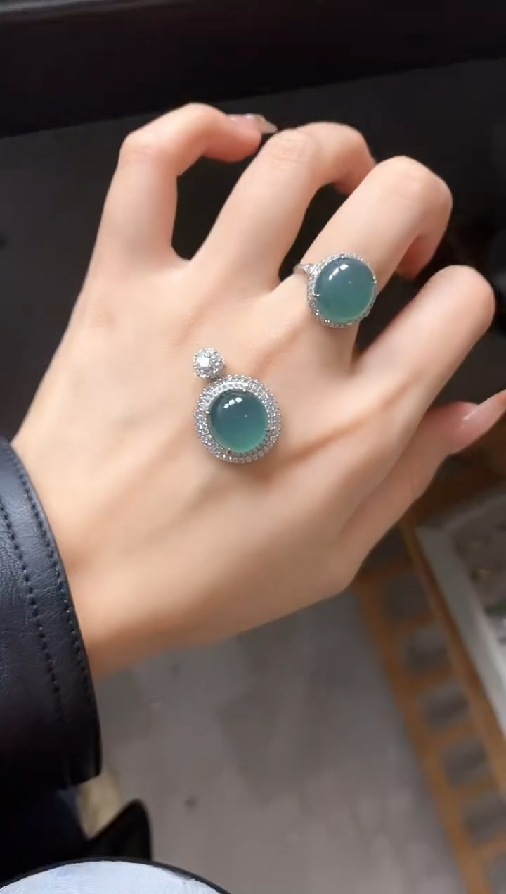 银S925镶嵌戒指翡翠51511