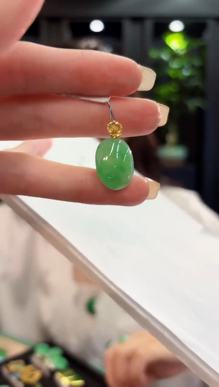 吊坠(不含链)18K金镶嵌翡翠 缅料A货/支持复检/一件