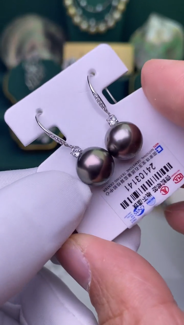 【闪购商品】海水珍珠耳饰18K金镶嵌11-12