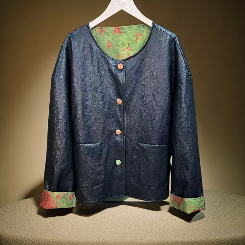 2025新款双面穿国风外套小羊皮