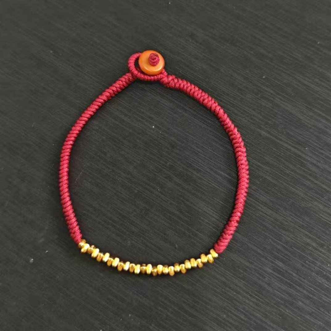 925银手链 小银珠手编红绳单圈一条