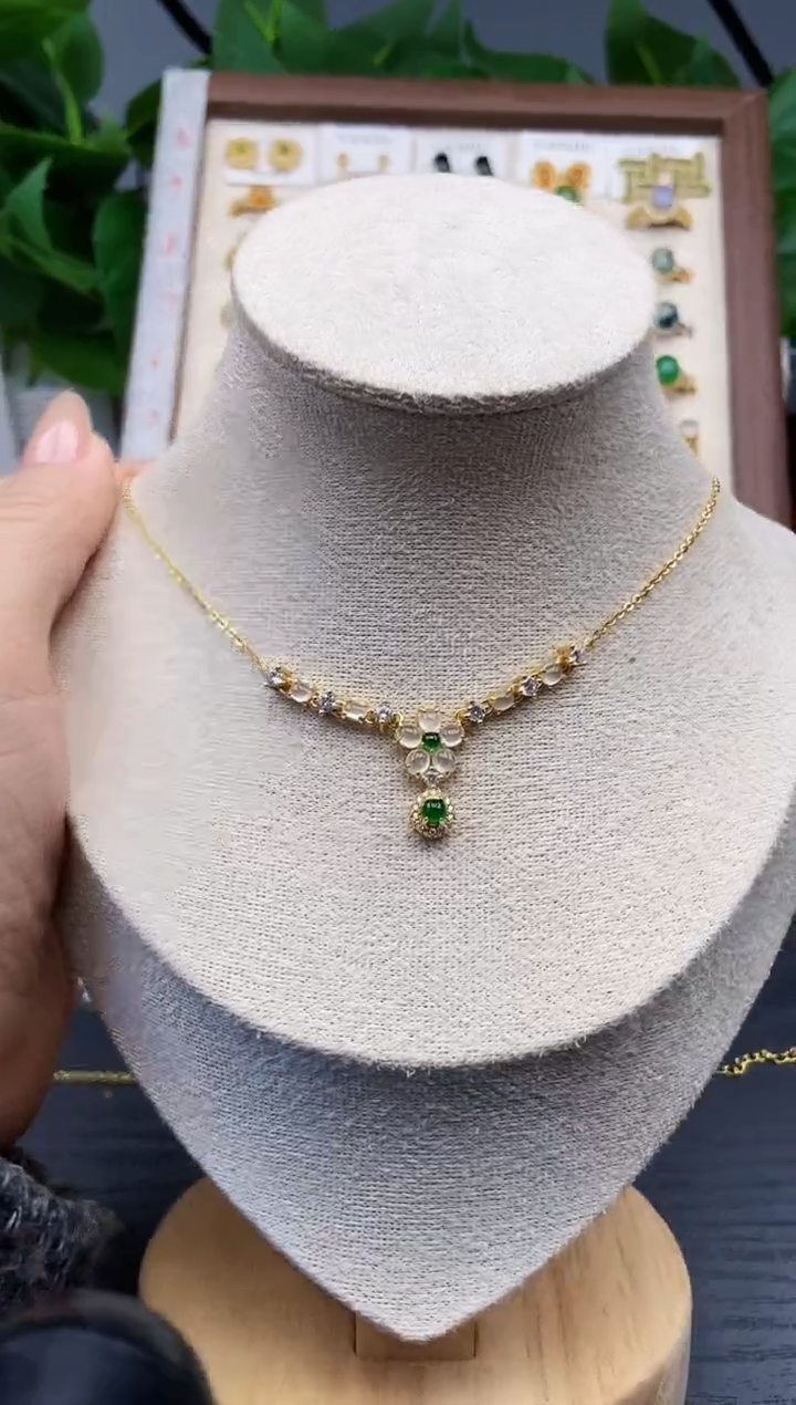 颈饰银S925镶嵌翡翠12