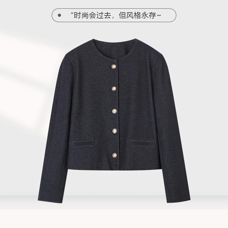 臻奢绵羊毛牛仔小香风高级感外套女气质B入简约百搭