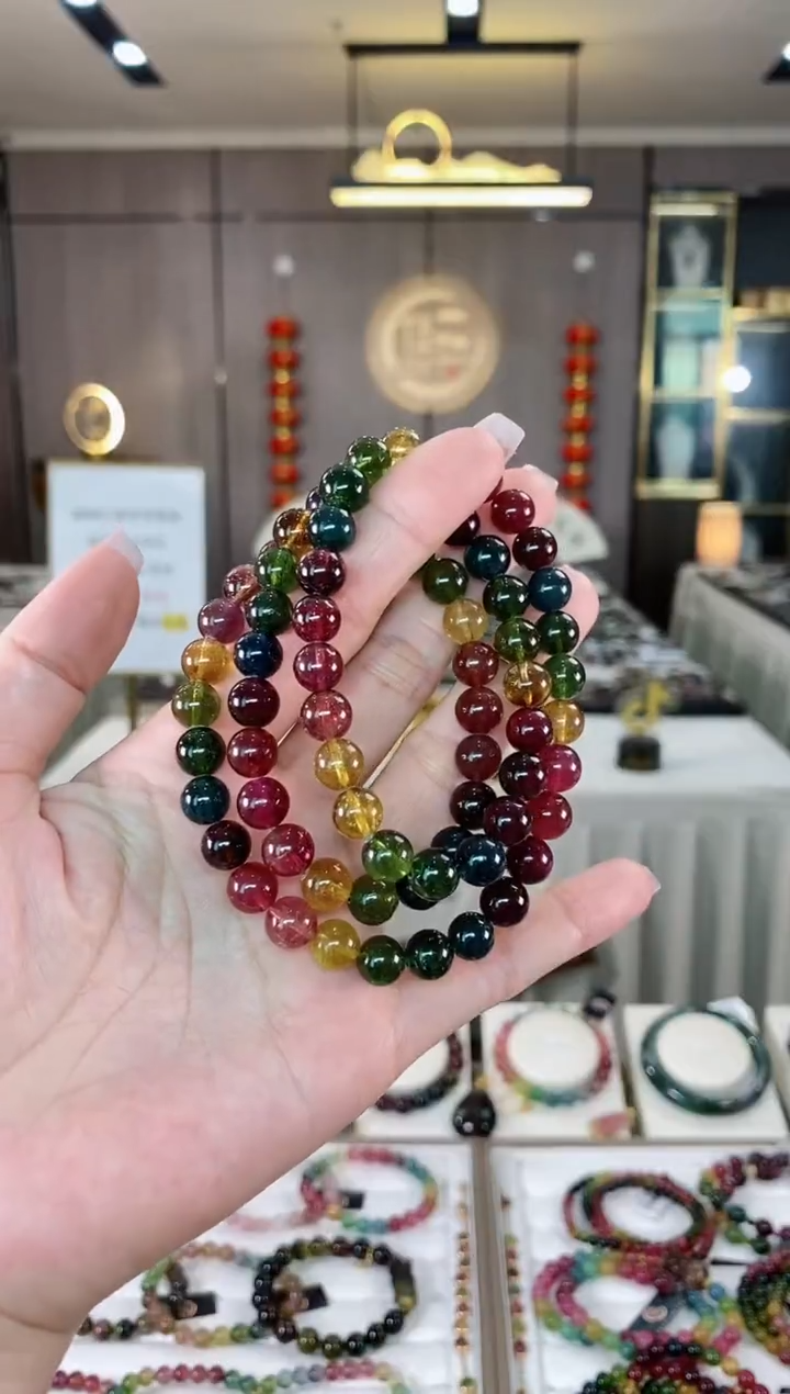 【闪购商品】碧玺三圈手串8mm+未镶嵌（多样性发一条）hon