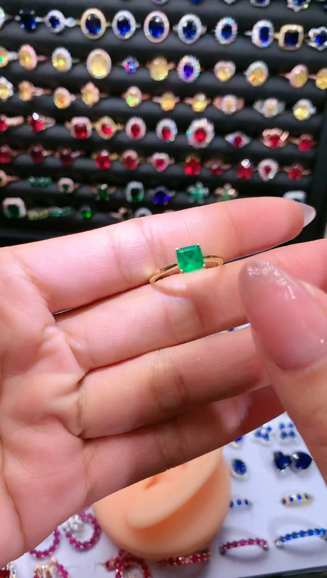 【闪购商品】祖母绿戒指银S925镶嵌6