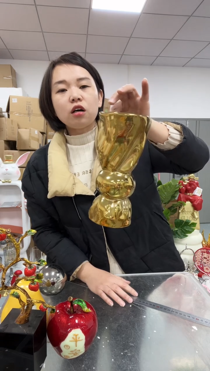 【闪购商品】悦美糖果花瓶金色中号（样板微瑕不售后）