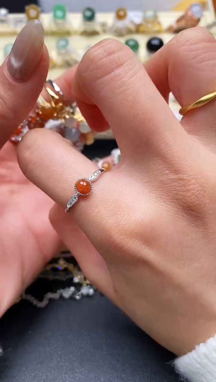 【闪购商品】翡翠戒指银S925镶嵌缅甸翡翠1  10+9