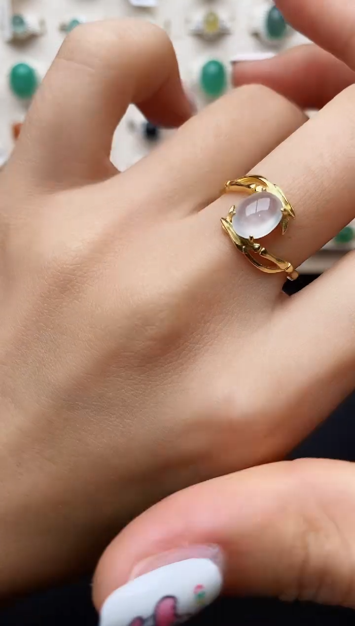 【闪购商品】翡翠戒指银S925镶嵌缅甸翡翠